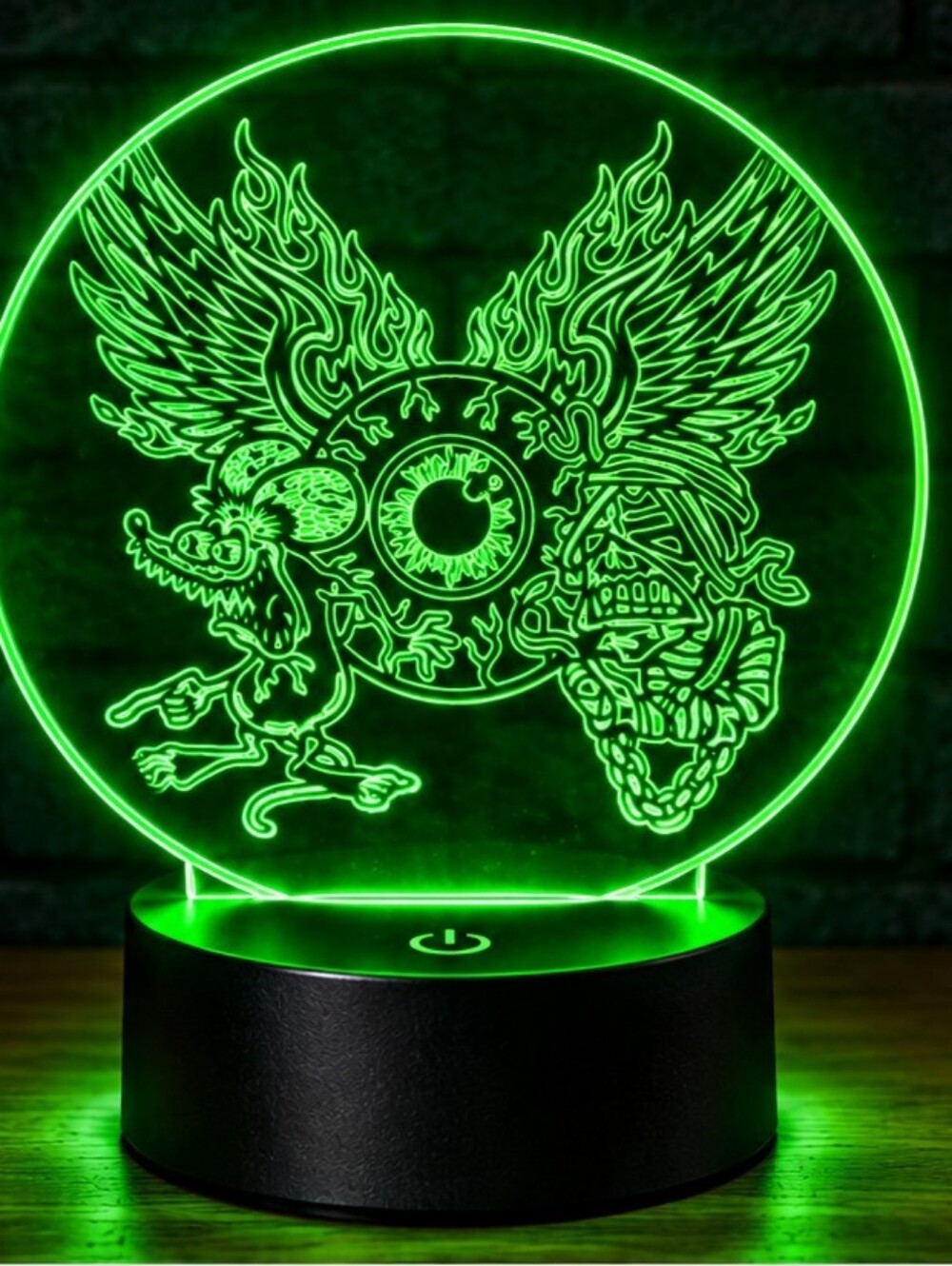 Rat Fink And Iron Maiden Kustom Kulture Halloween Art Lamp